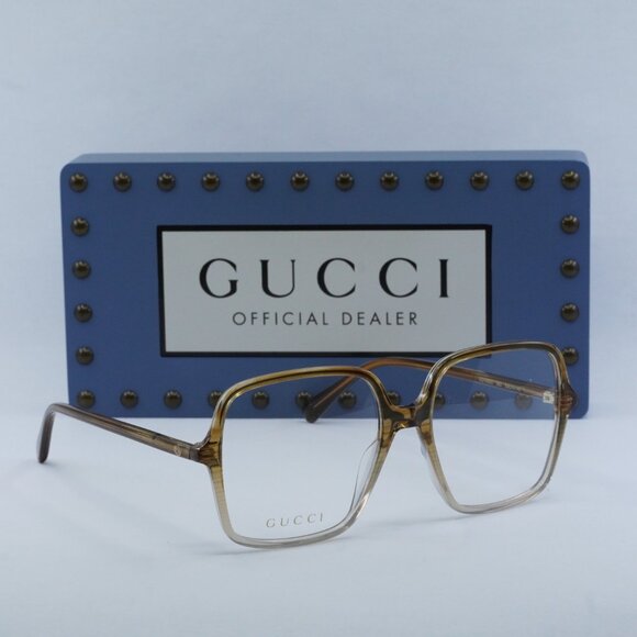Gucci GG1003O 003 Square Eyeglasses – Striped Brown Crystal Fade 53mm - Picture 8 of 10